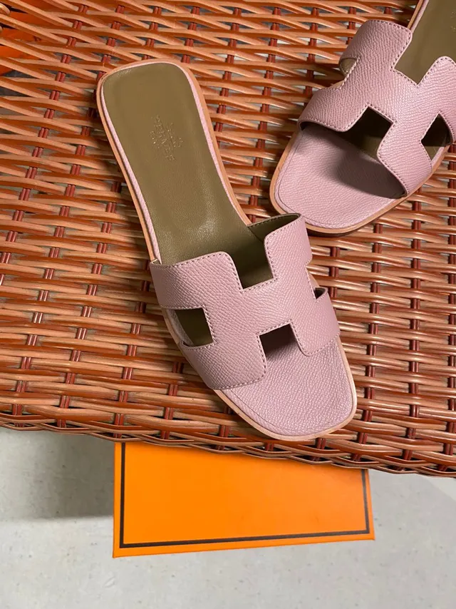 Hermès Oran Pink H-Strap Flat Slippers 6