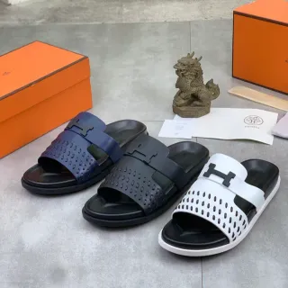 Hermès Oran Sandalia Slide Correa Perforada