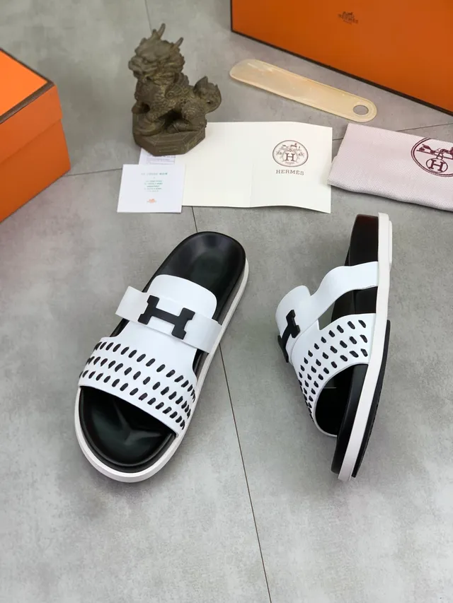 Hermès Oran Slide Perforated Strap Slippers 7