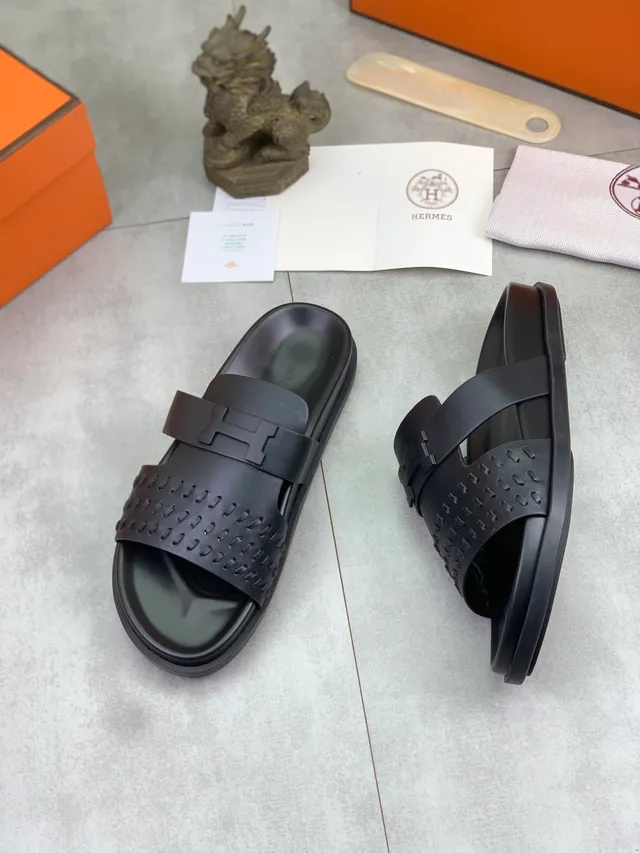 Hermès Oran Slide Perforated Strap Slippers 8