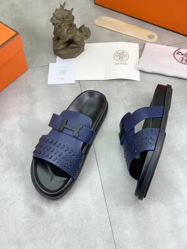 Hermès Oran Slide Perforated Strap Slippers 9