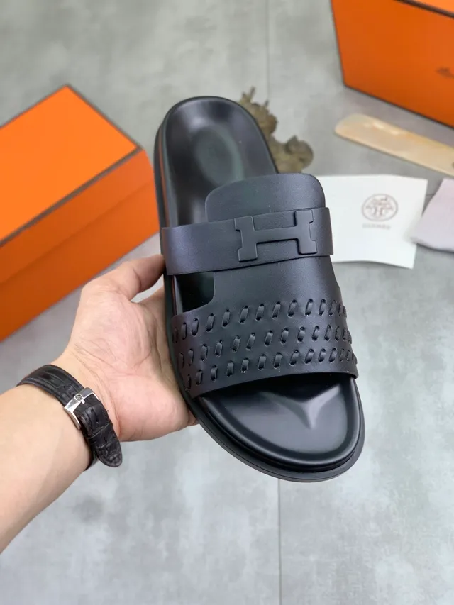 Hermès Oran Slide Perforated Strap Slippers 11
