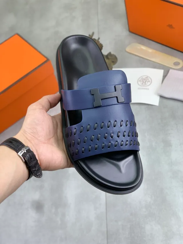 Hermès Oran Slide Perforated Strap Slippers 12