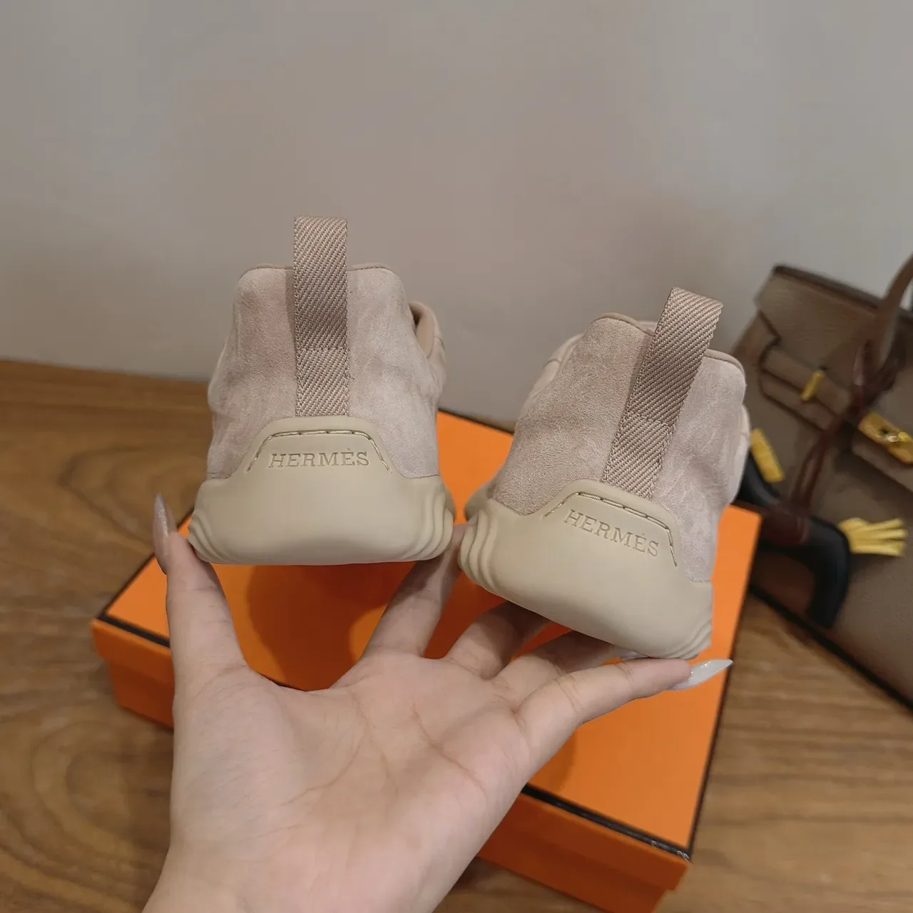 Hermès Perforated Suede Beige Lifestyle Sneakers 2