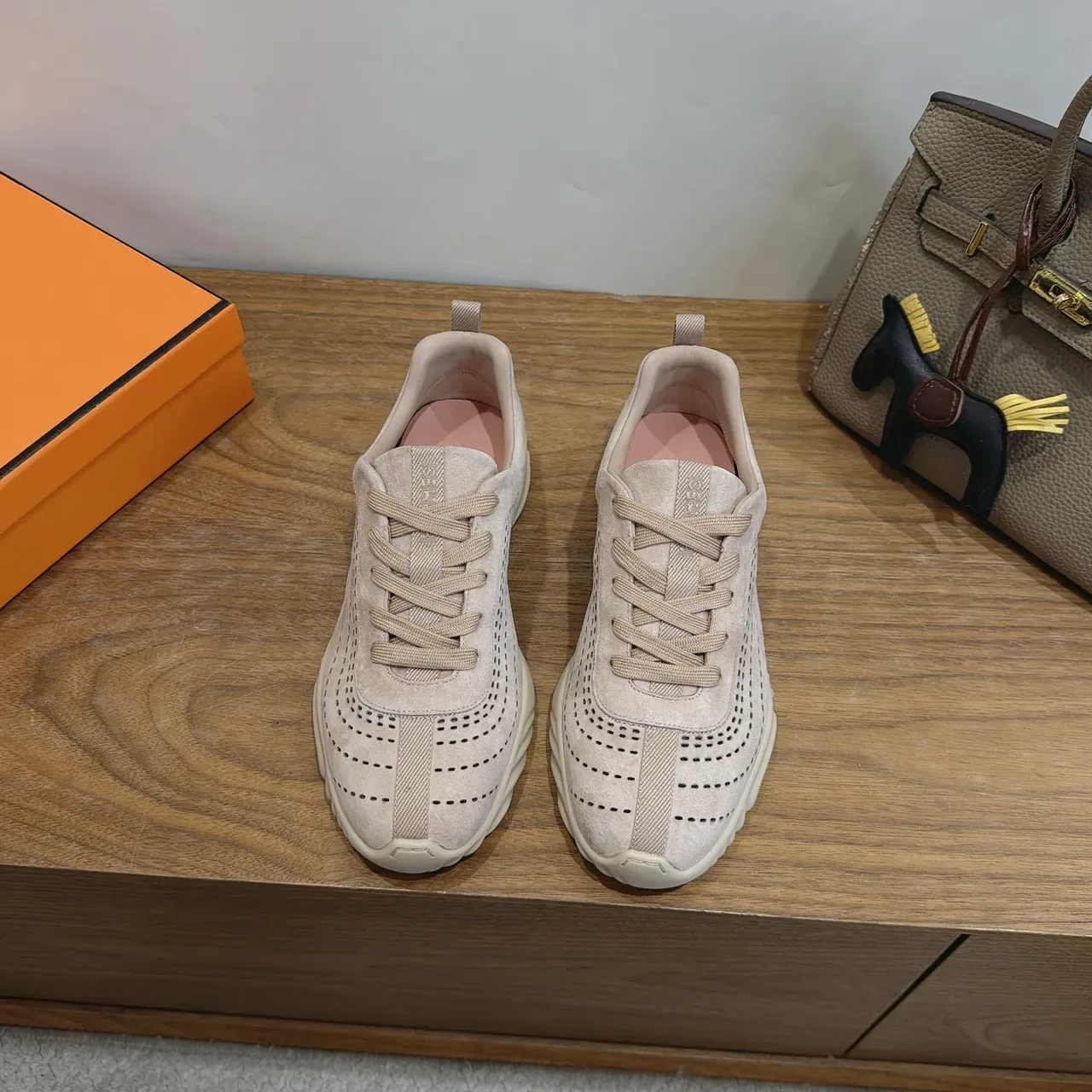Hermès Perforated Suede Beige Lifestyle Sneakers 5