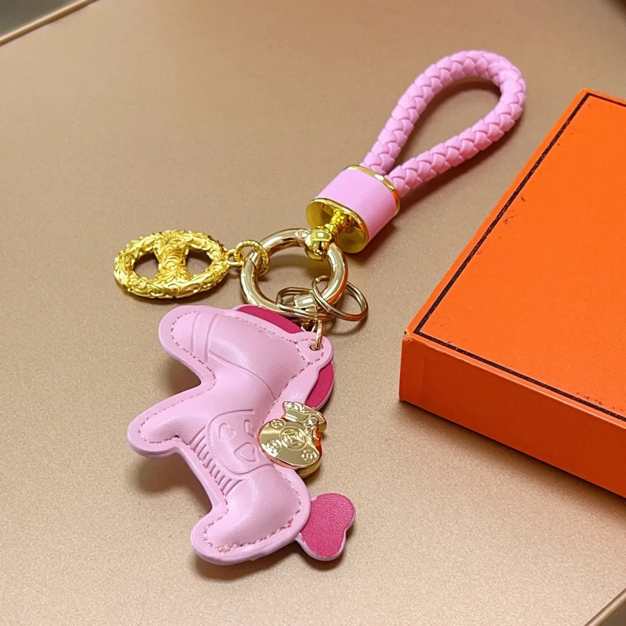 Hermès Ouro Rosa Couro Charme de Cavalo Cinta Trançada Bolsa 2