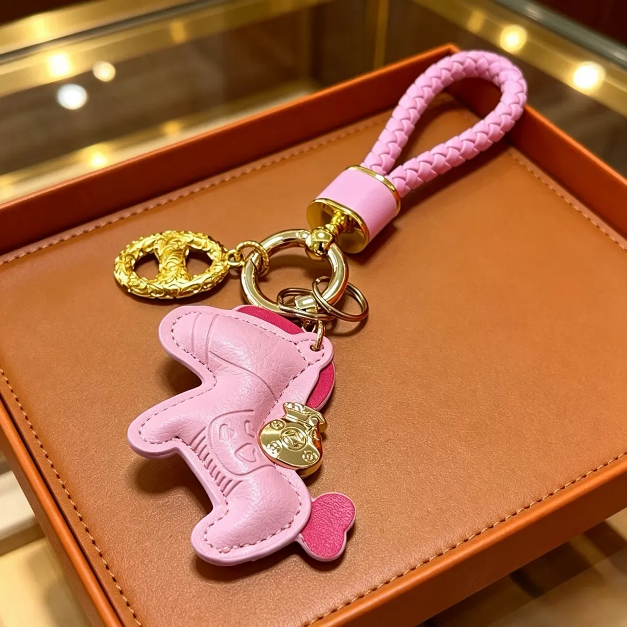 Hermès Ouro Rosa Couro Charme de Cavalo Cinta Trançada Bolsa 6
