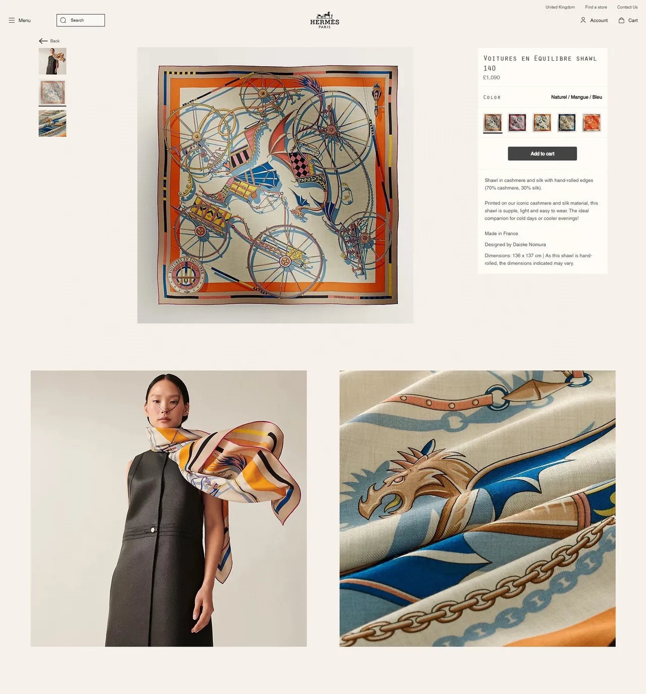 Hermès motivo gráfico impresso creme multicolor lenço de seda 3