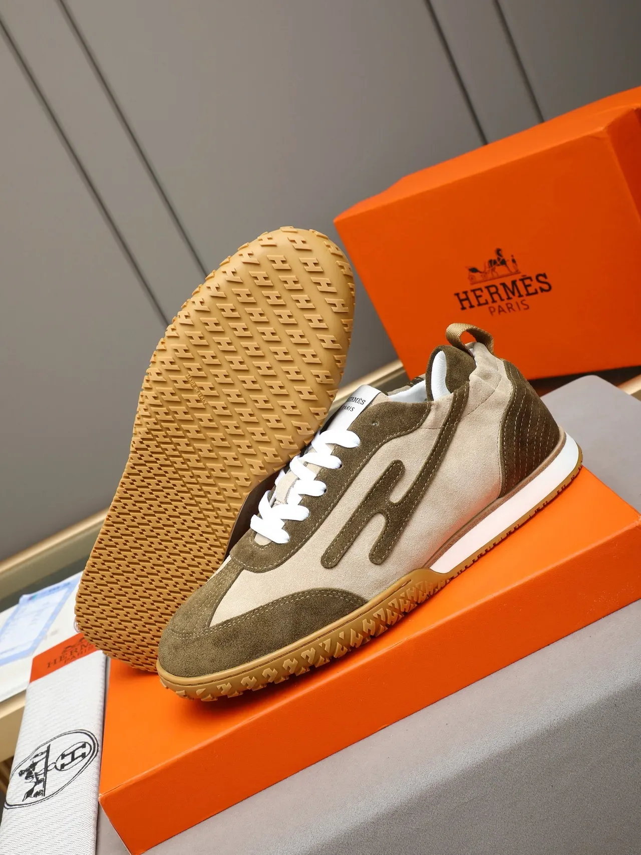 Hermès Two-Tone Suede Retro Runner Sneaker 4