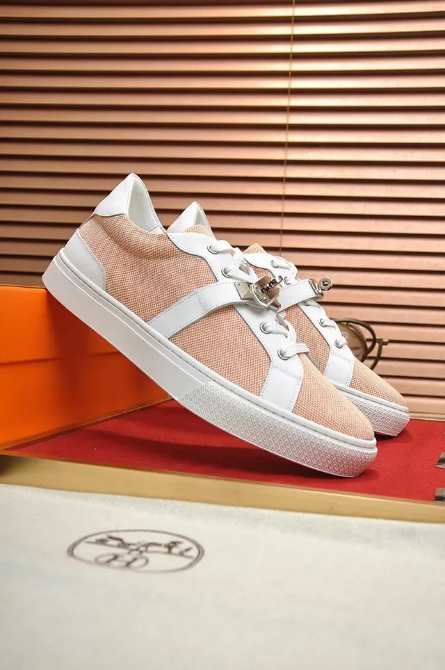 Hermès Two-Tone Textile and Leather Buckle Strap Sneakers 2