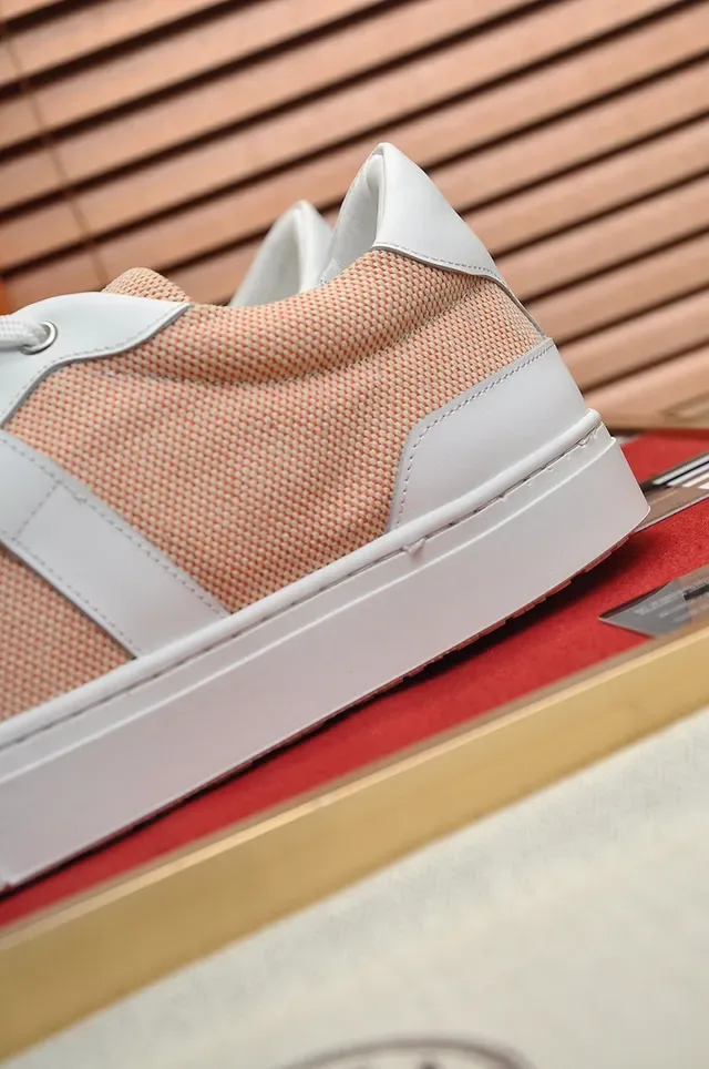 Hermès Two-Tone Textile and Leather Buckle Strap Sneakers 3
