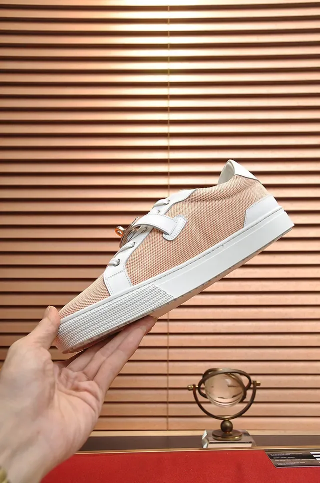 Hermès Two-Tone Textile and Leather Buckle Strap Sneakers 7