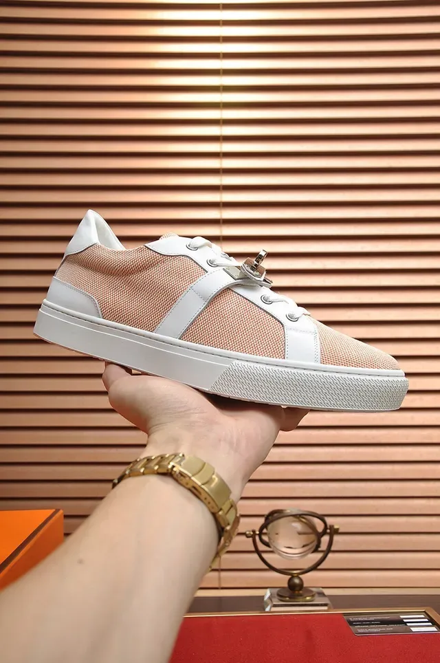Hermès Two-Tone Textile and Leather Buckle Strap Sneakers 8