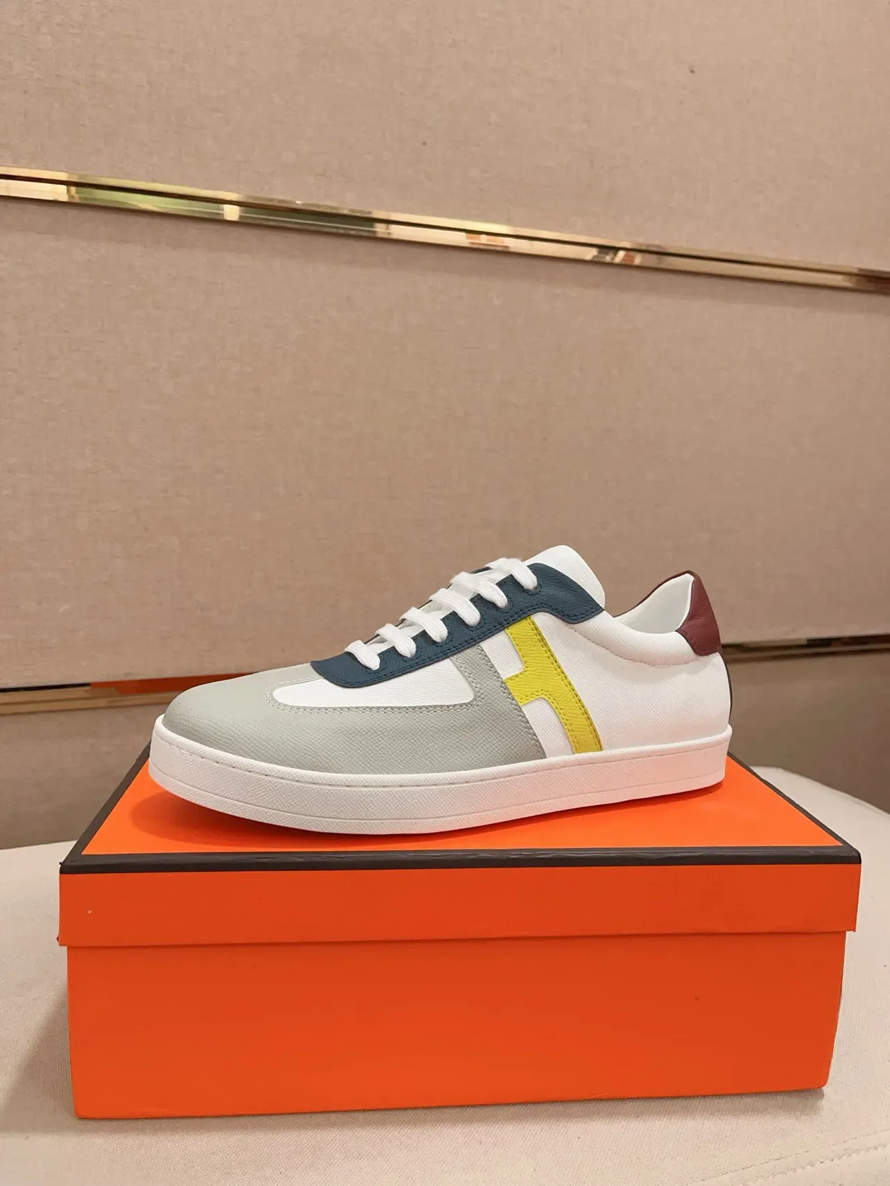 Hermès White Multicolor Color-Blocked Logo Stripe Lifestyle Sneakers 1