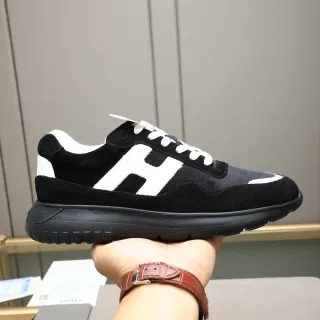 Hogan H-Mock Black and White Suede Lifestyle Sneakers