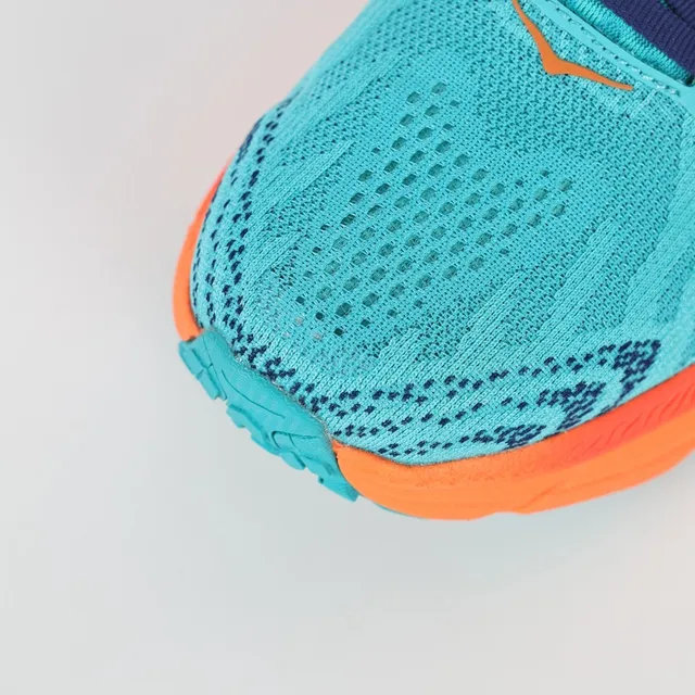 Hoka أحذية جري بألوان أزرق وبرتقالية upper من knit engineered midsole flared 5