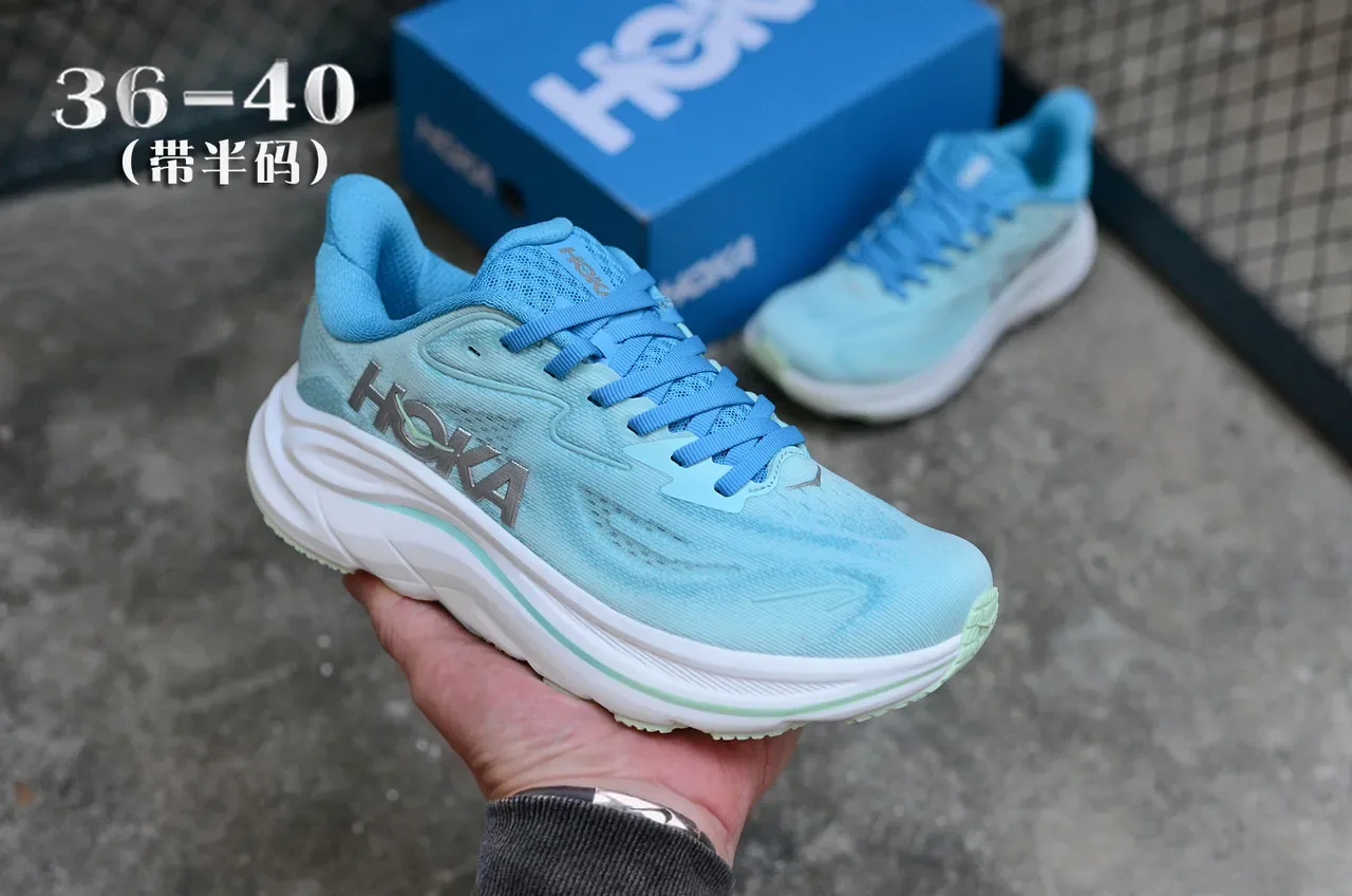 Hoka أحذية جري أزرق أبيض أعلى كيت مهندس وسط سميك منحوت 3