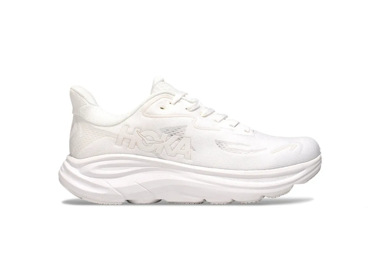 Hoka Clifton White monochrome Engineered Knit Upper Chaussures de course 2