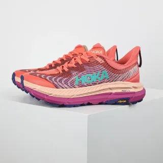 Hoka Speedgoat नारंगी बैंगनी बहुस्तरीय मध्य सोल रॉकर शेप्ड सोल दौड़ने की जूते