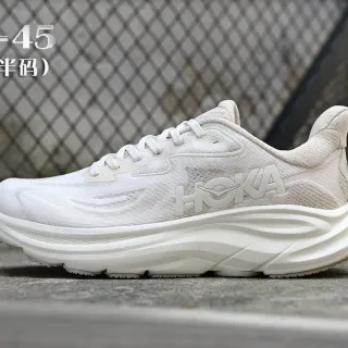 Hoka Zapatos de correr blancos monocromáticos tonales con upper de tejido de ingeniería