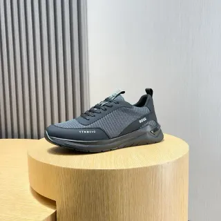 Hugo Boss Black Gray Mesh-and-Synthetic Upper Molded Monolithic Midsole Sneakers
