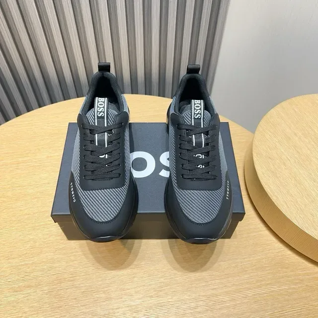 Hugo Boss Tênis pretos e cinza com upper de malha e sintético, sola intermediária monolítica moldada 2