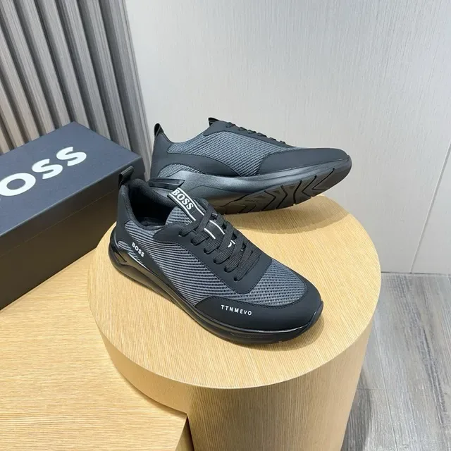 Hugo Boss Tênis pretos e cinza com upper de malha e sintético, sola intermediária monolítica moldada 6