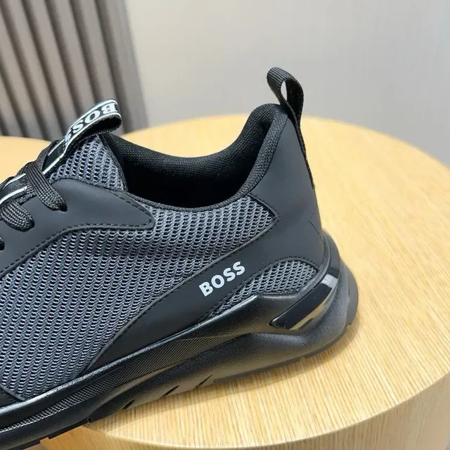 Hugo Boss Tênis pretos e cinza com upper de malha e sintético, sola intermediária monolítica moldada 7