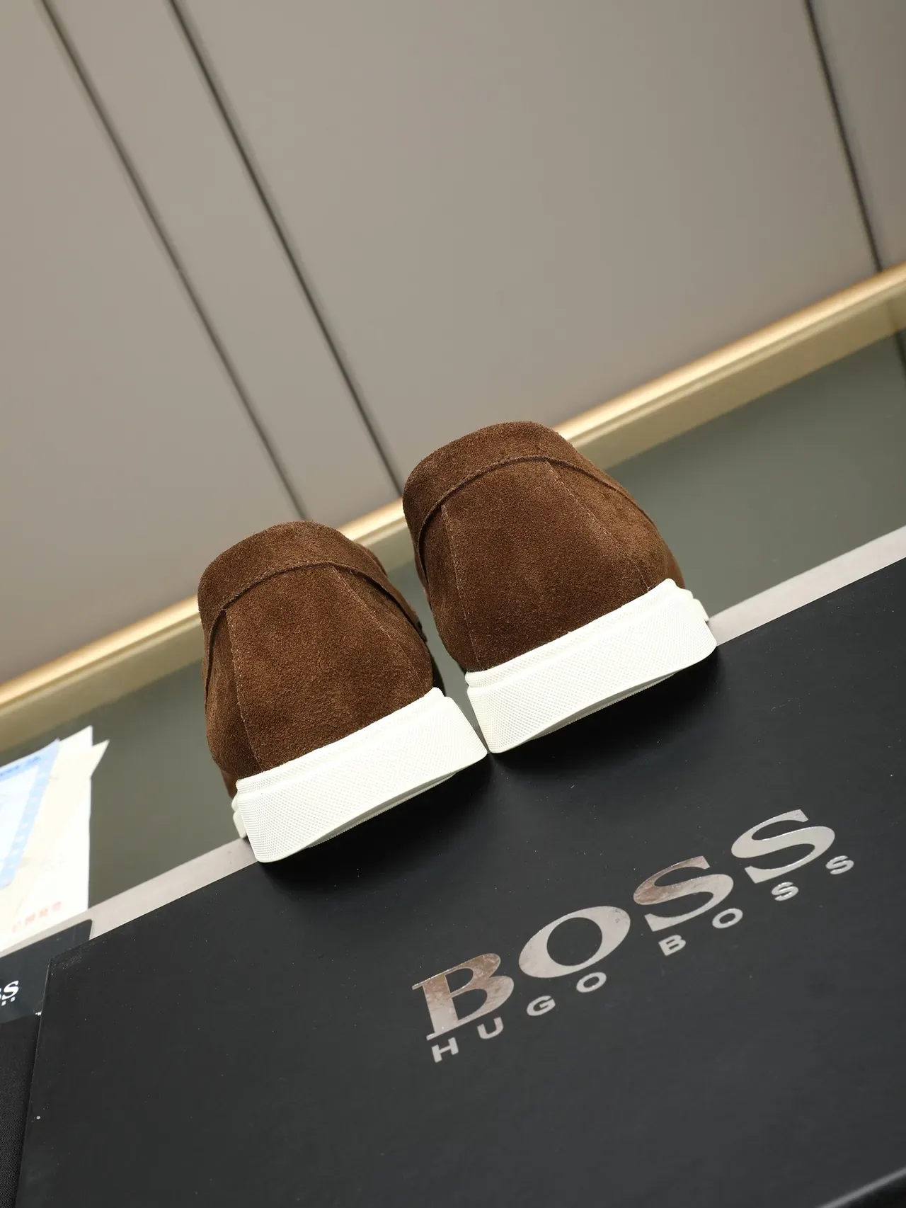 Hugo Boss Brown White Suede Upper Rubber Sole Loafer 4