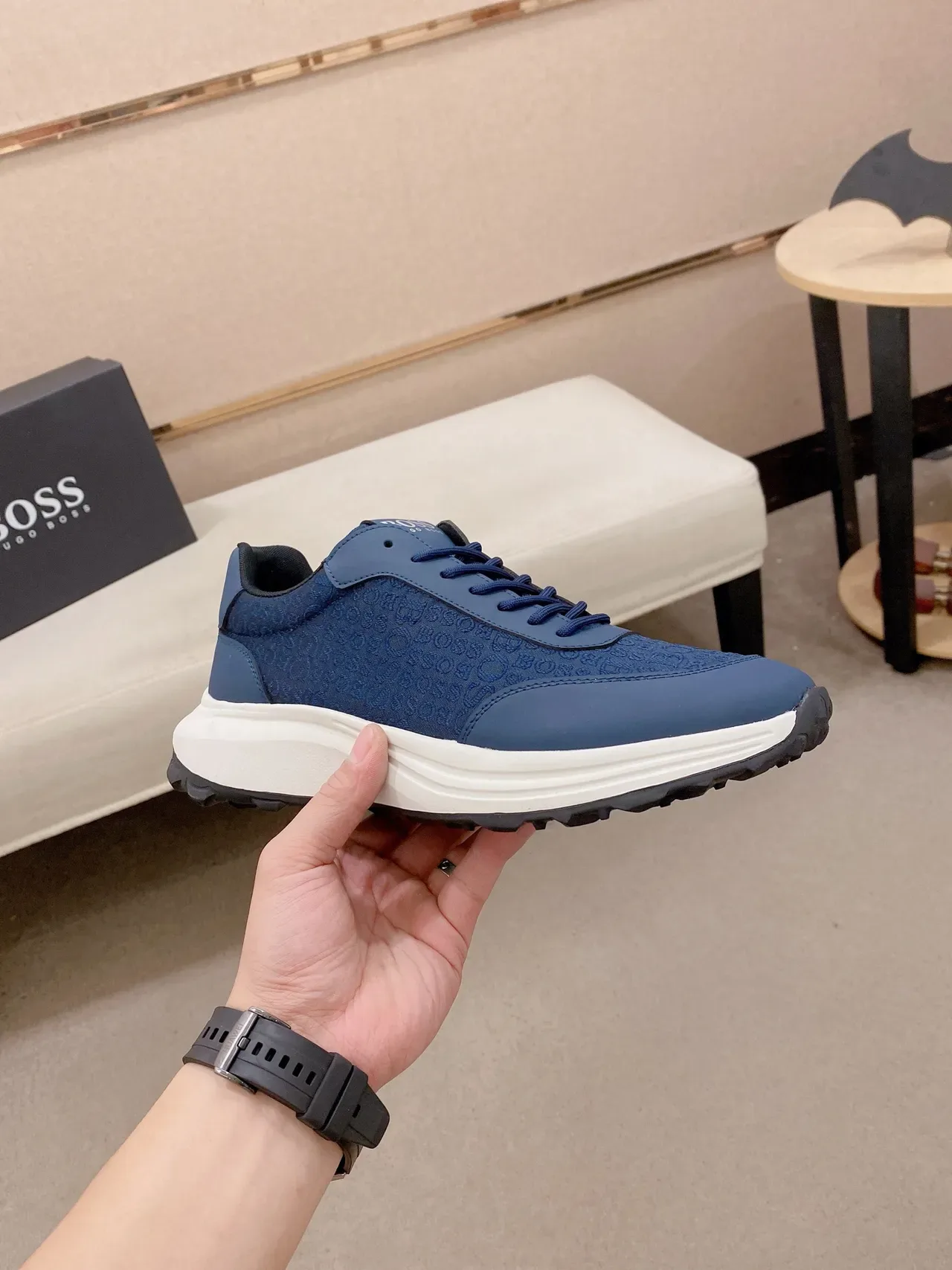 Hugo Boss Embossed Logo Navy Chunky Lifestyle Sneakers 5