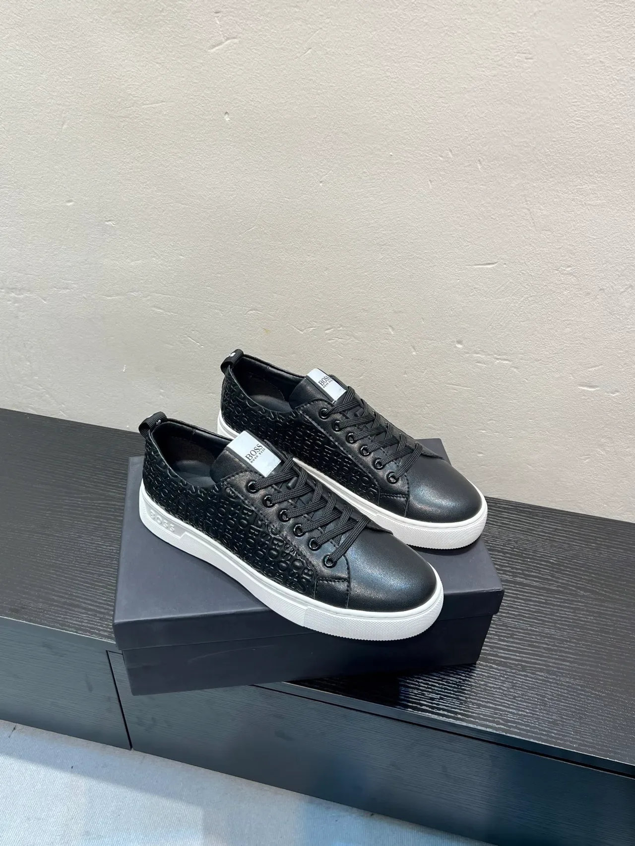 Hugo Boss Embossed Monogram Black and White Lifestyle Sneakers 5