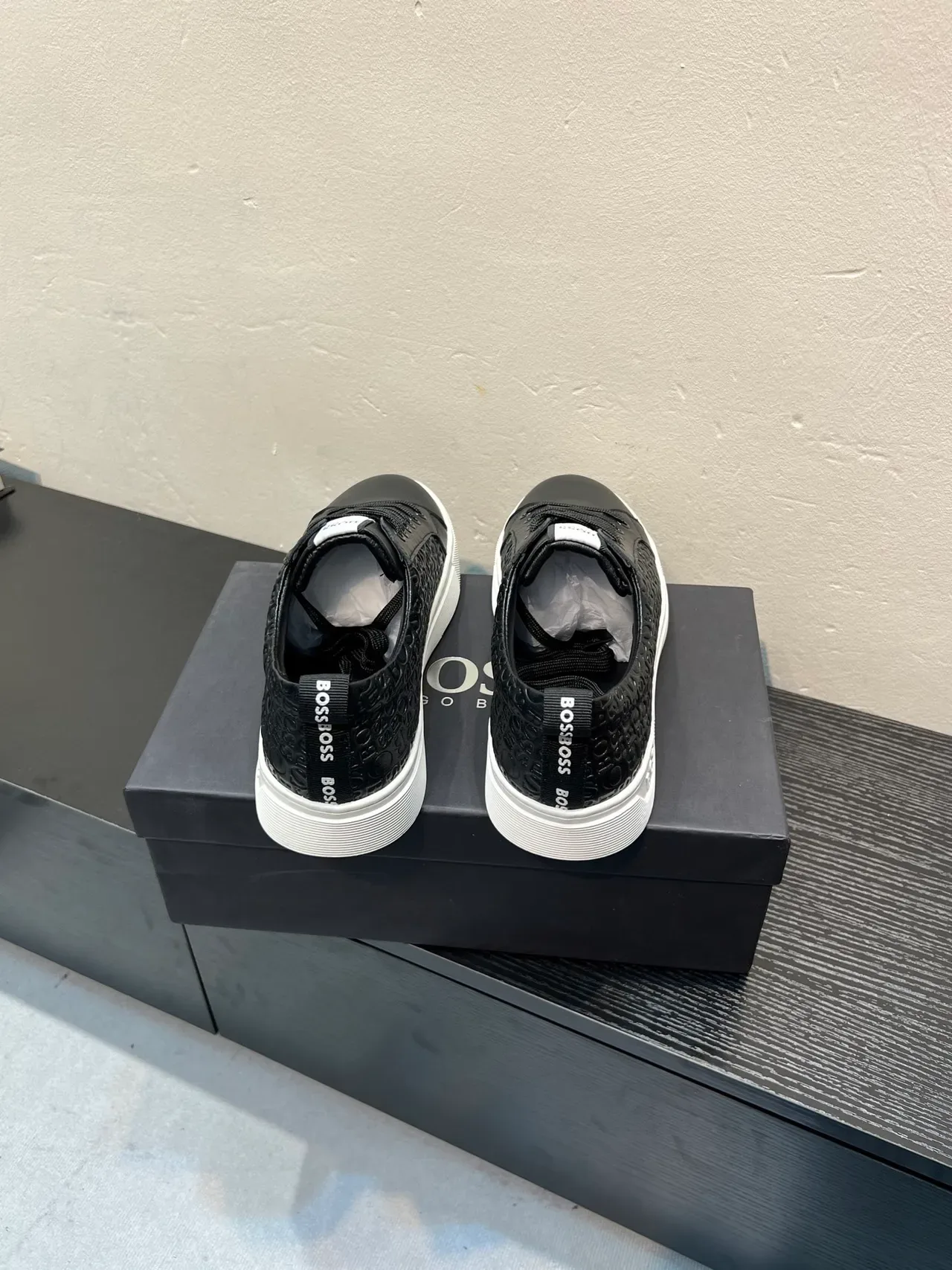 Hugo Boss Embossed Monogram Black and White Lifestyle Sneakers 6