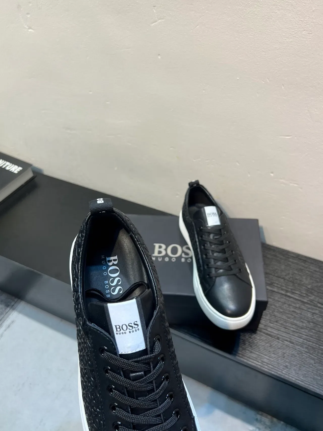 Hugo Boss Embossed Monogram Black and White Lifestyle Sneakers 7