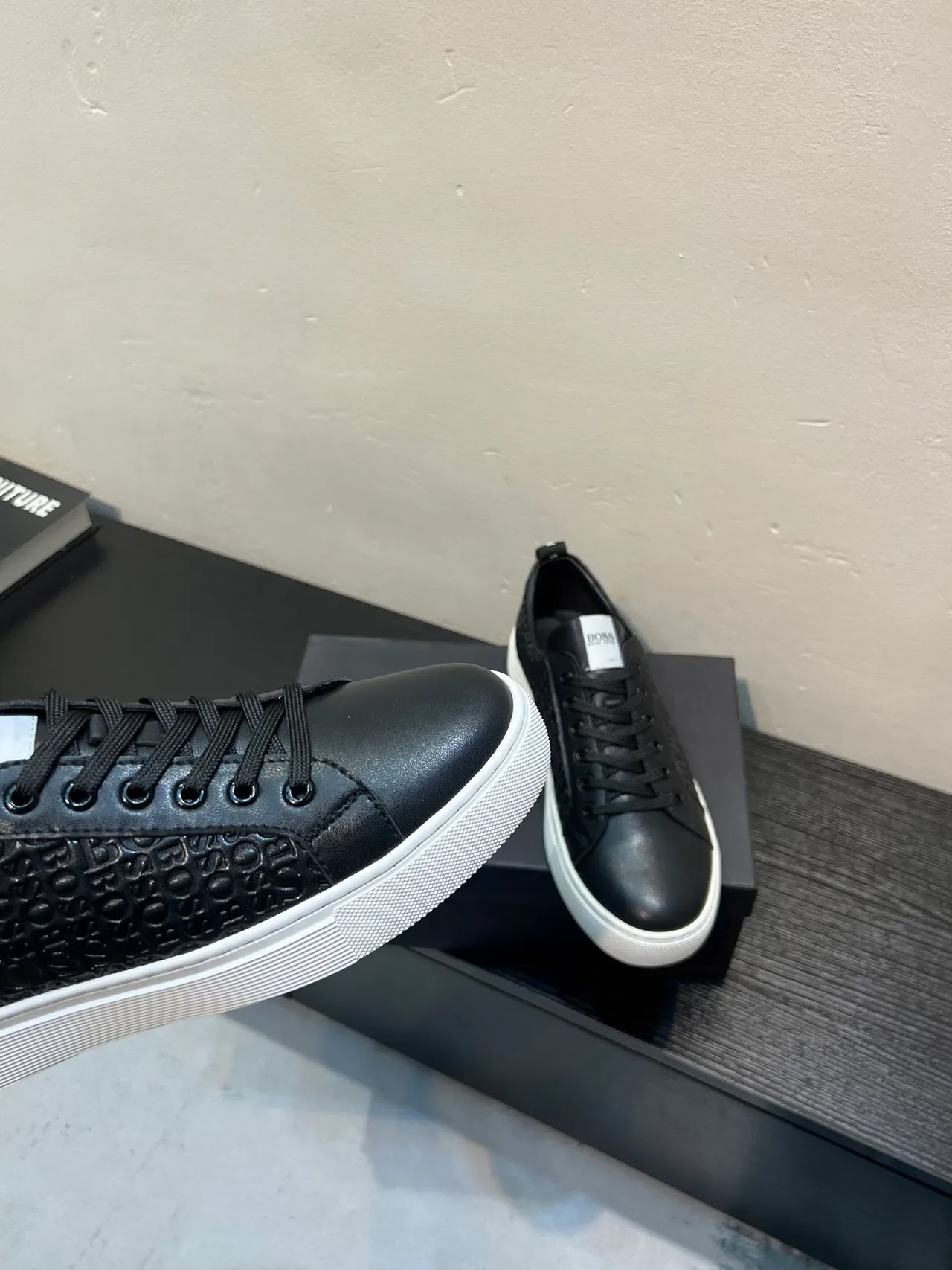 Hugo Boss Embossed Monogram Black and White Lifestyle Sneakers 8