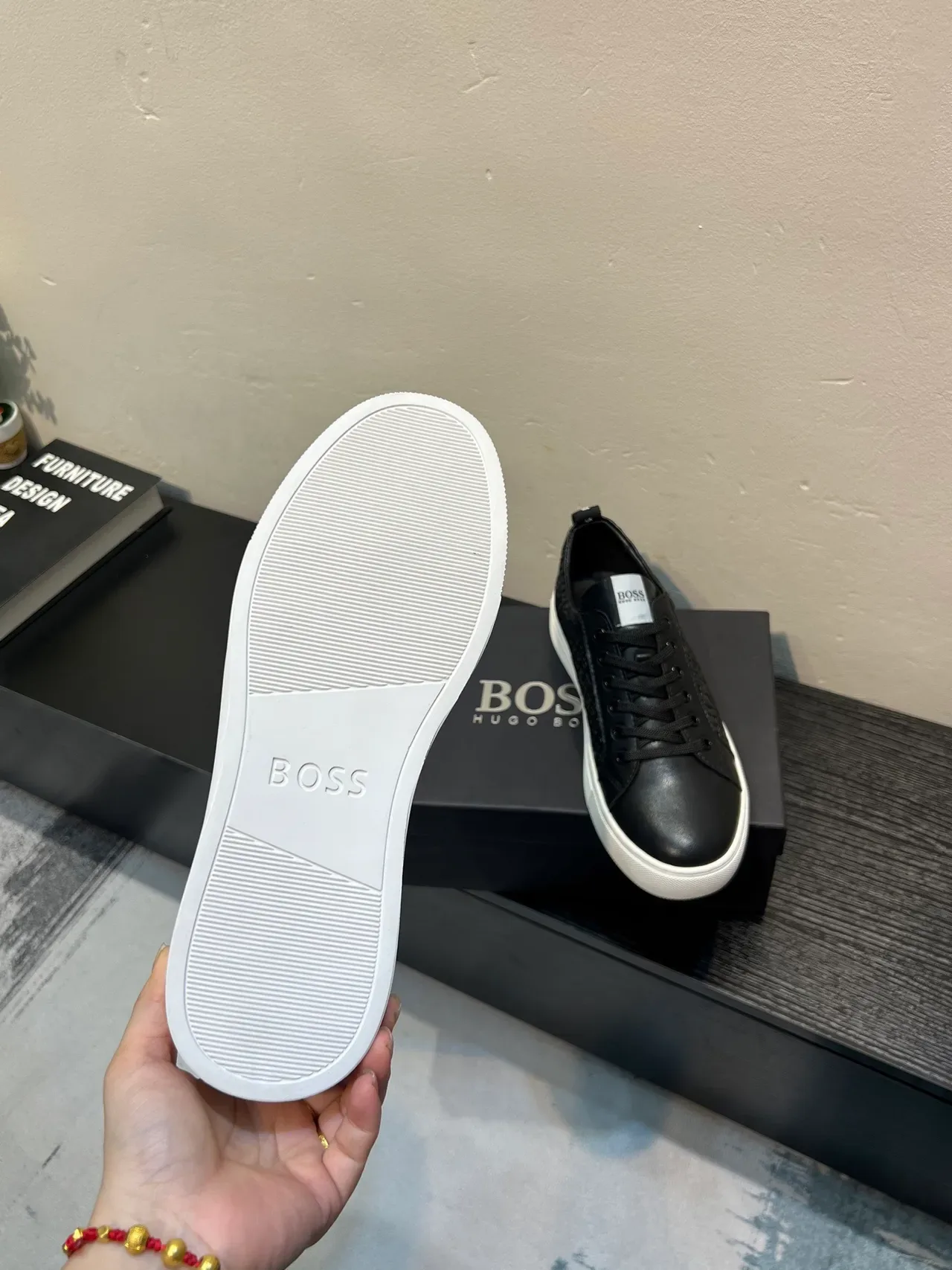 Hugo Boss Embossed Monogram Black and White Lifestyle Sneakers 9