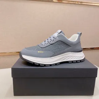 Hugo Boss Gray Embossed Monogram Lifestyle Sneaker