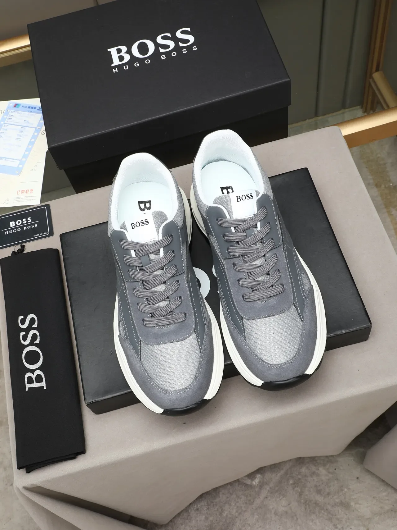 Hugo Boss Gray Suede and Mesh Lifestyle Sneaker 2