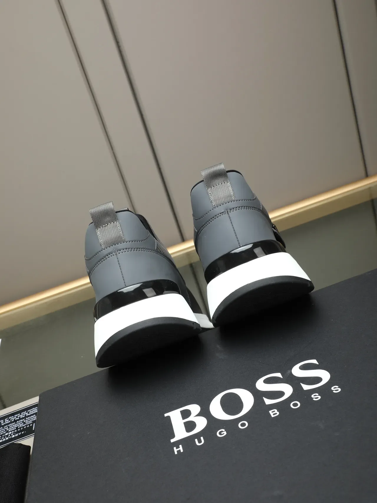 Hugo Boss Gray White Slip-On Knit Upper Sneakers 4