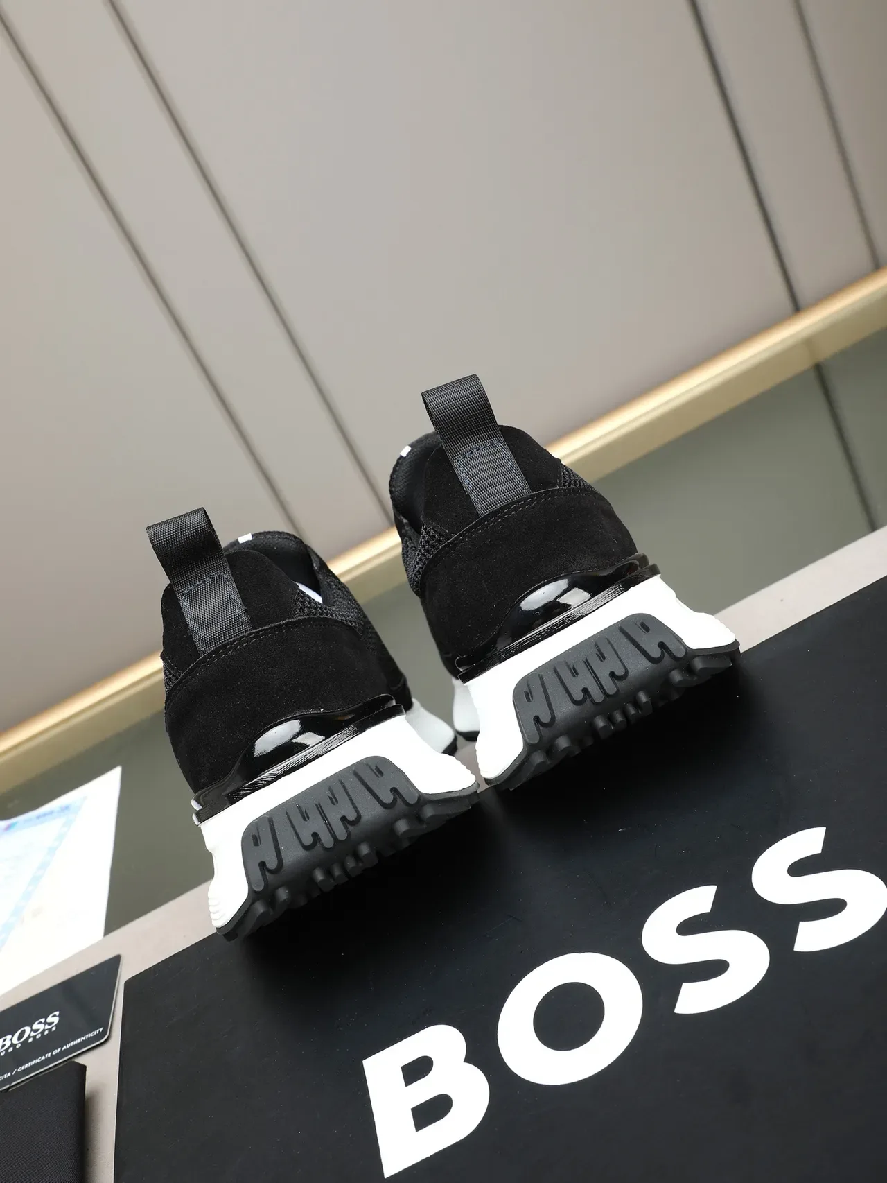 Hugo Boss Lifestyle Sneaker Black and White Mesh Suede Sneaker 3