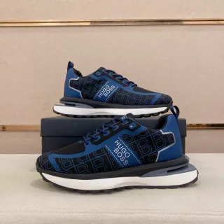 Hugo Boss Monogram-Print Navy and Black Lifestyle Sneakers