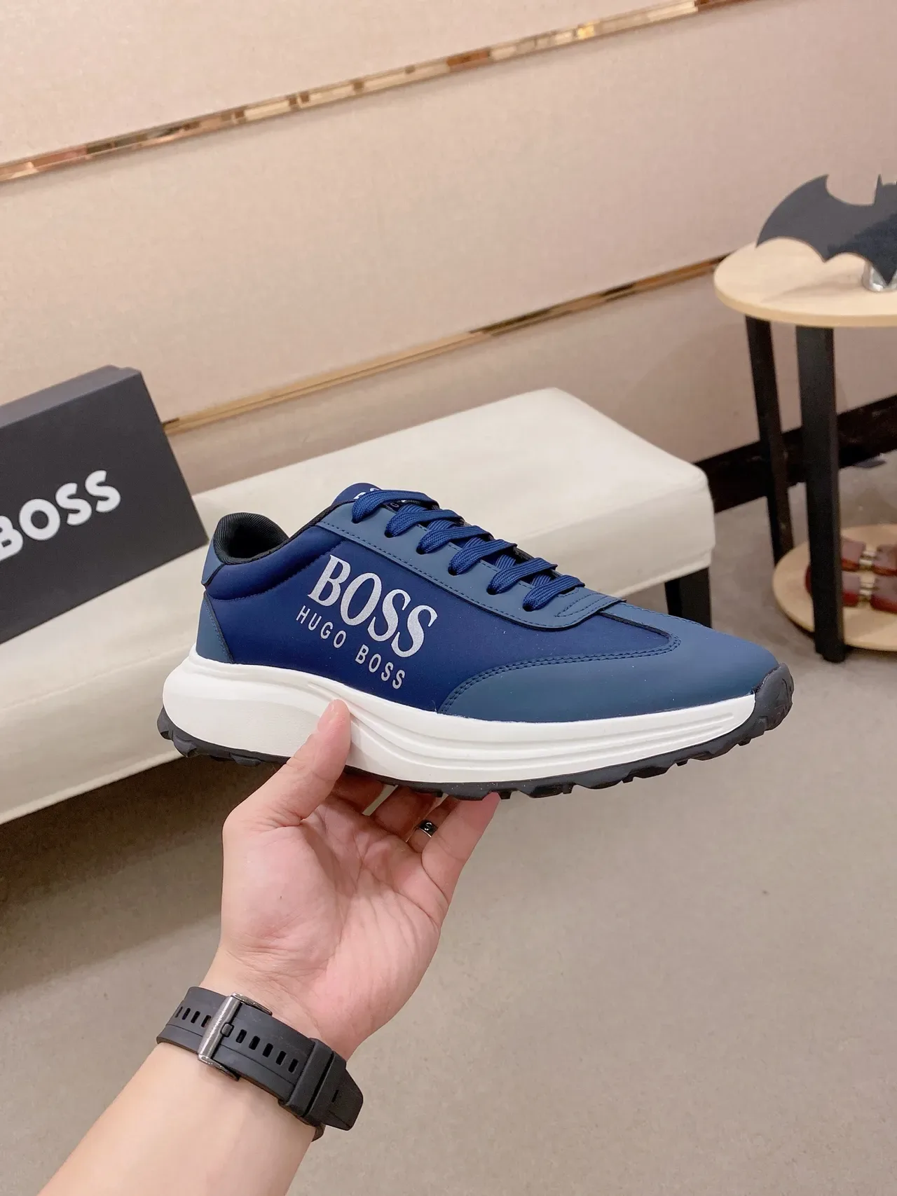 Hugo Boss Sneakers Lifestyle Navy White Low-Top Tige Synthétique 5