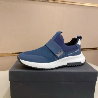 Hugo Boss أزرق بحري أبيض سليب أون شريط مطاطي أسلوب حياة أحذية رياضية
