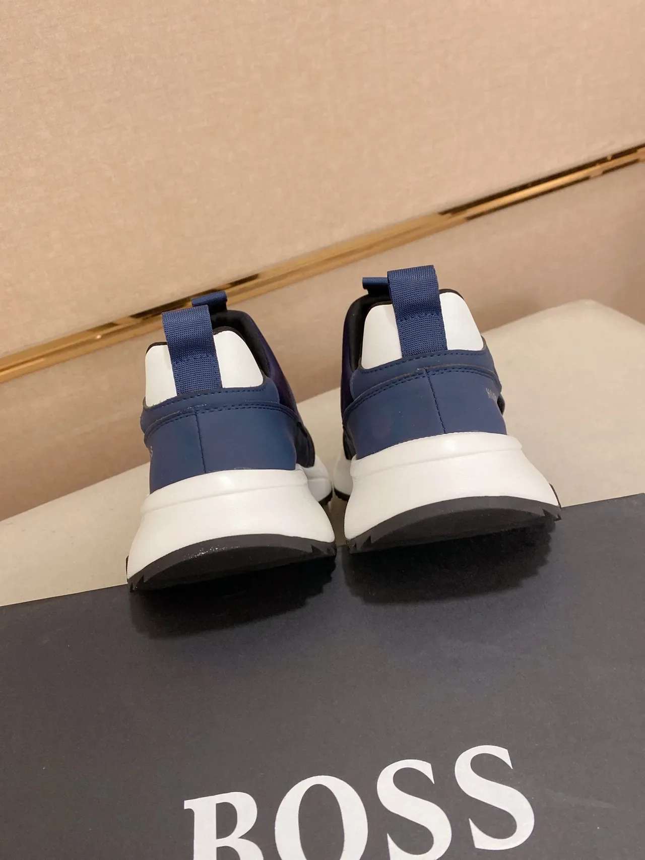 Hugo Boss Tênis azul marinho branco Slip-On Alça Elástica Estilo de vida 8