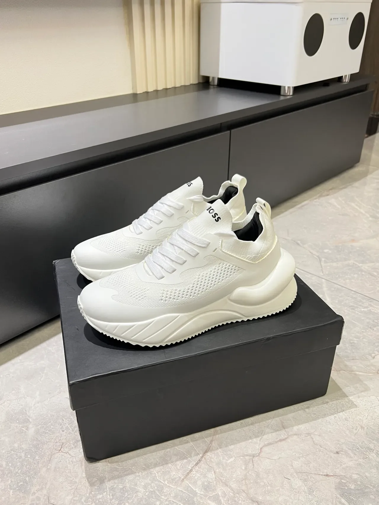 Hugo Boss White Knit Chunky Sneakers 4