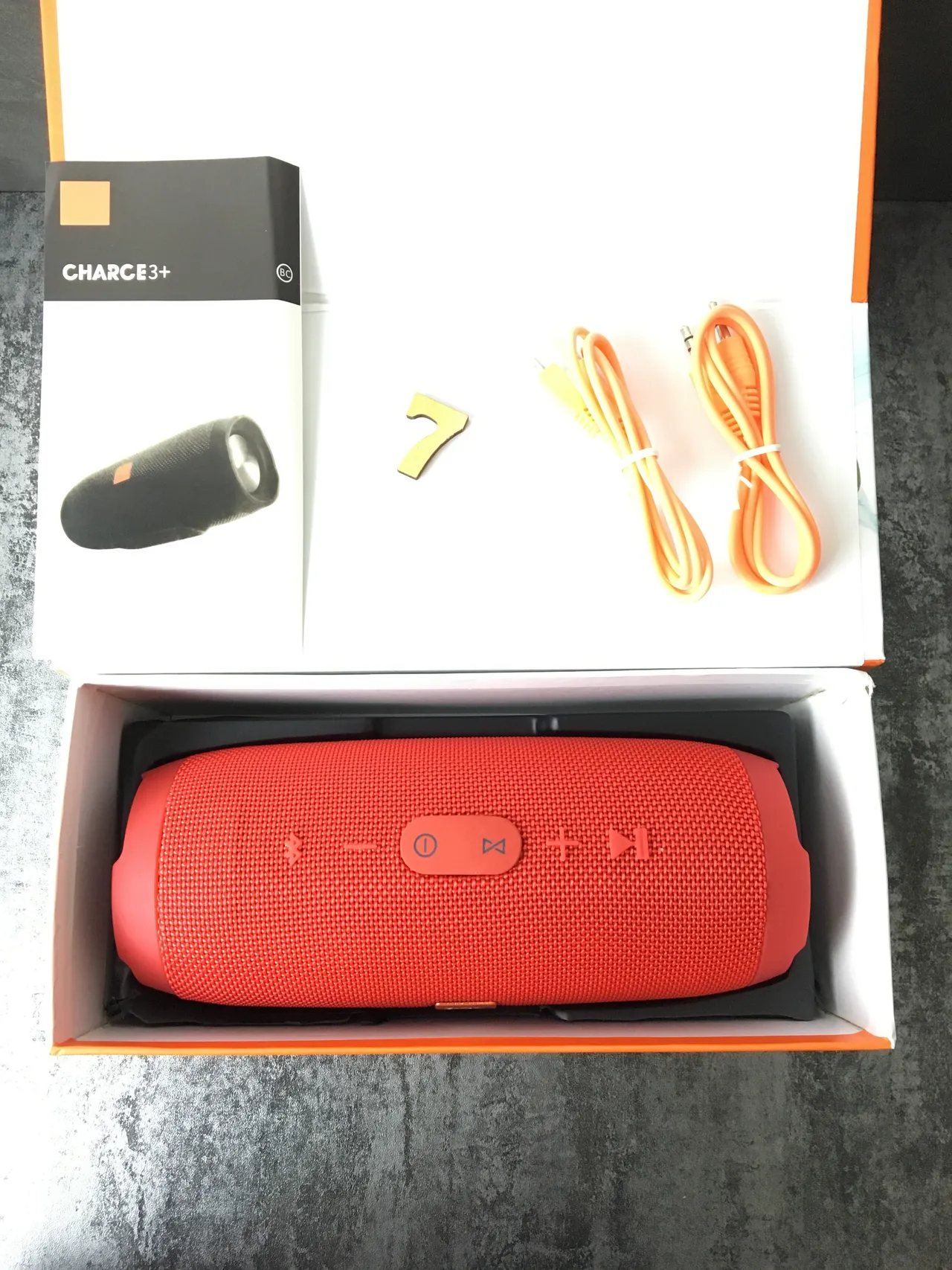 JBL Charge Red Cylindrical Fabric-Grille Portable Speaker 9