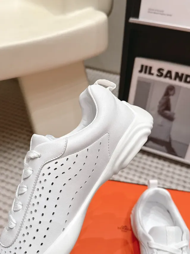Jil Sander Perforated Leather White Lifestyle Sneakers 4