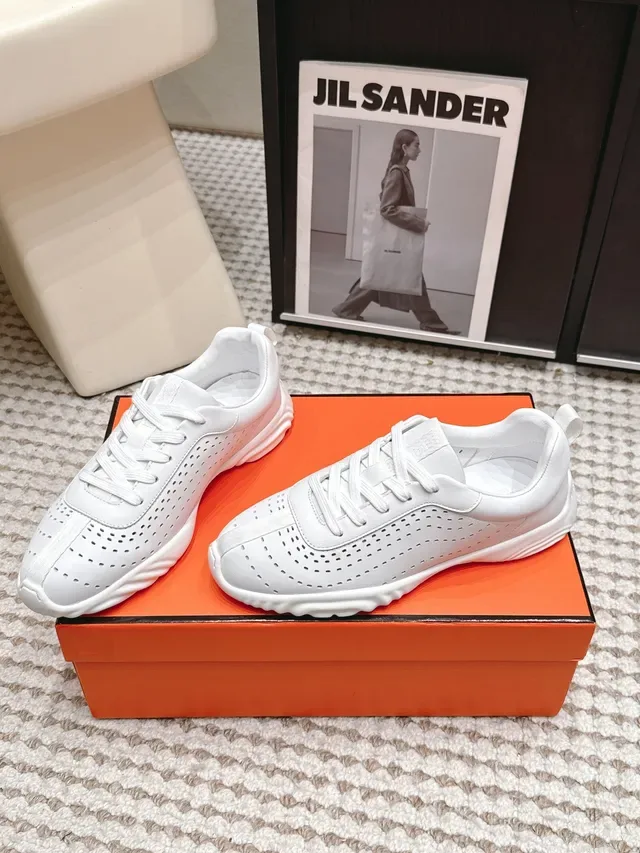 Jil Sander Perforated Leather White Lifestyle Sneakers 5