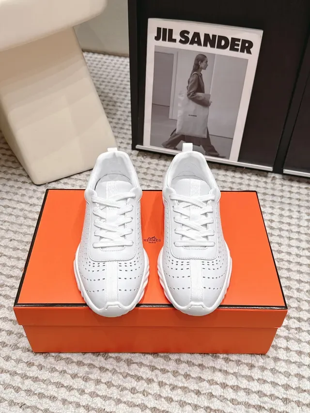 Jil Sander Perforated Leather White Lifestyle Sneakers 6