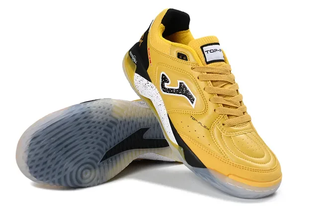 Joma Top-Flex Yellow Black Leather-and-Mesh Upper Sneakers 4