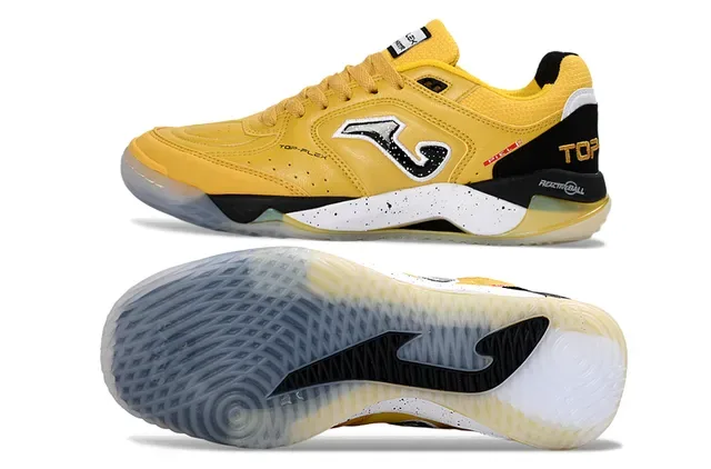 Joma Top-Flex Yellow Black Leather-and-Mesh Upper Sneakers 6